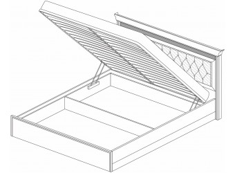 Кровать 1400/1600/1800 с подъемным механизмом Неаполь  Ясень анкор светлый (патина "серебро") экокожа polo белая