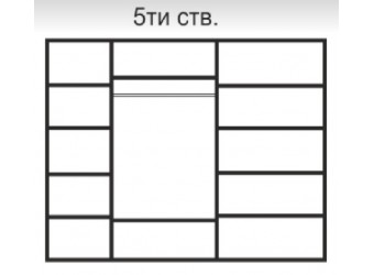 Пятистворчатый шкаф для одежды с зеркалом Rimini Solo РМШ1/5 (s) (черный)